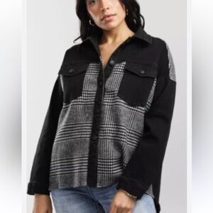 BKE denim and pieced flannel jacket